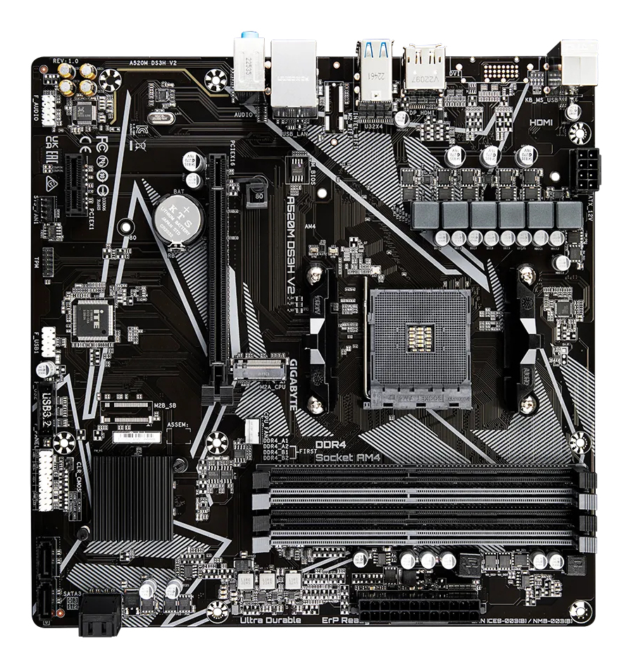 Gigabyte A520M DS3H V2 (rev. 1.0) - mATX - AMD AM4, Ansicht 4