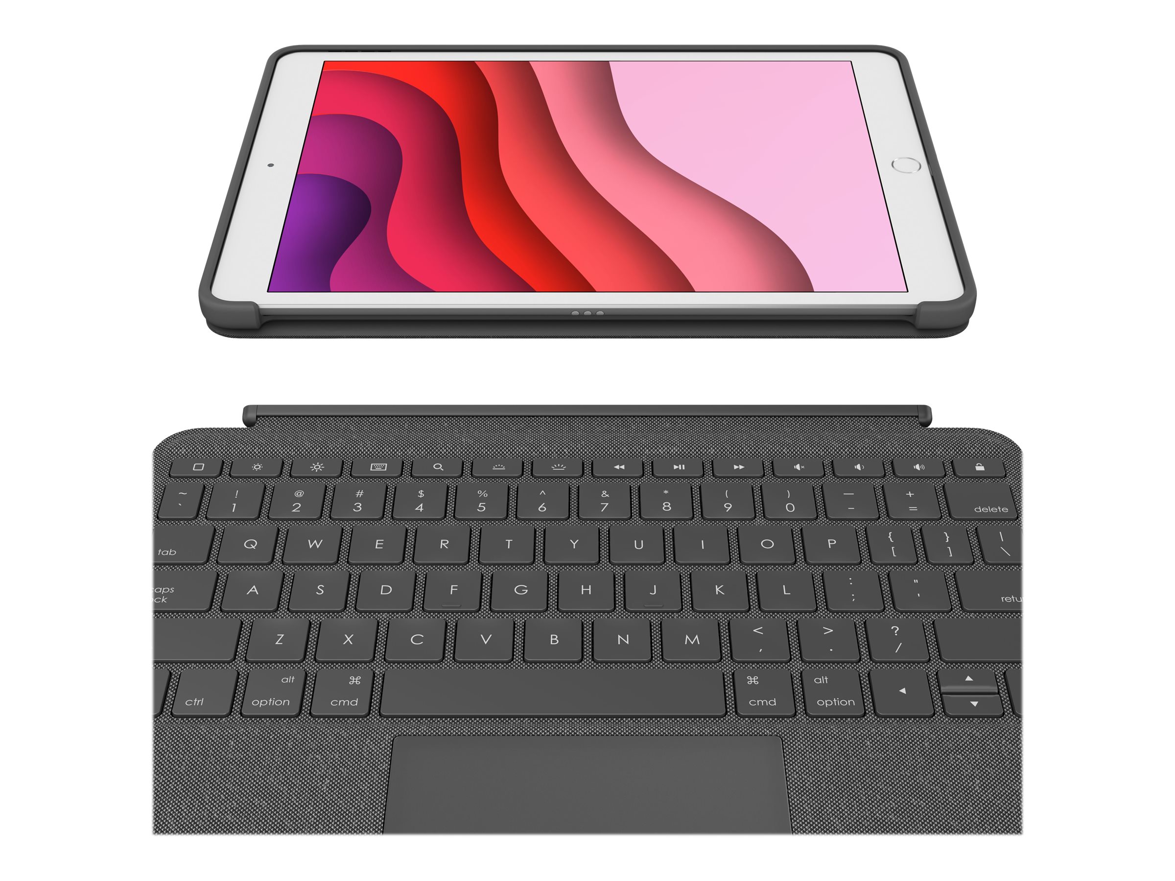 Logitech Combo Touch - Tastatur und Foliohülle - mit Trackpad - hintergrundbeleuchtet - Apple Smart connector - QWERTZ - Deutsch - Graphite - für Apple 10.2-inch iPad (7. Generation 8. Generation 9. Generation)