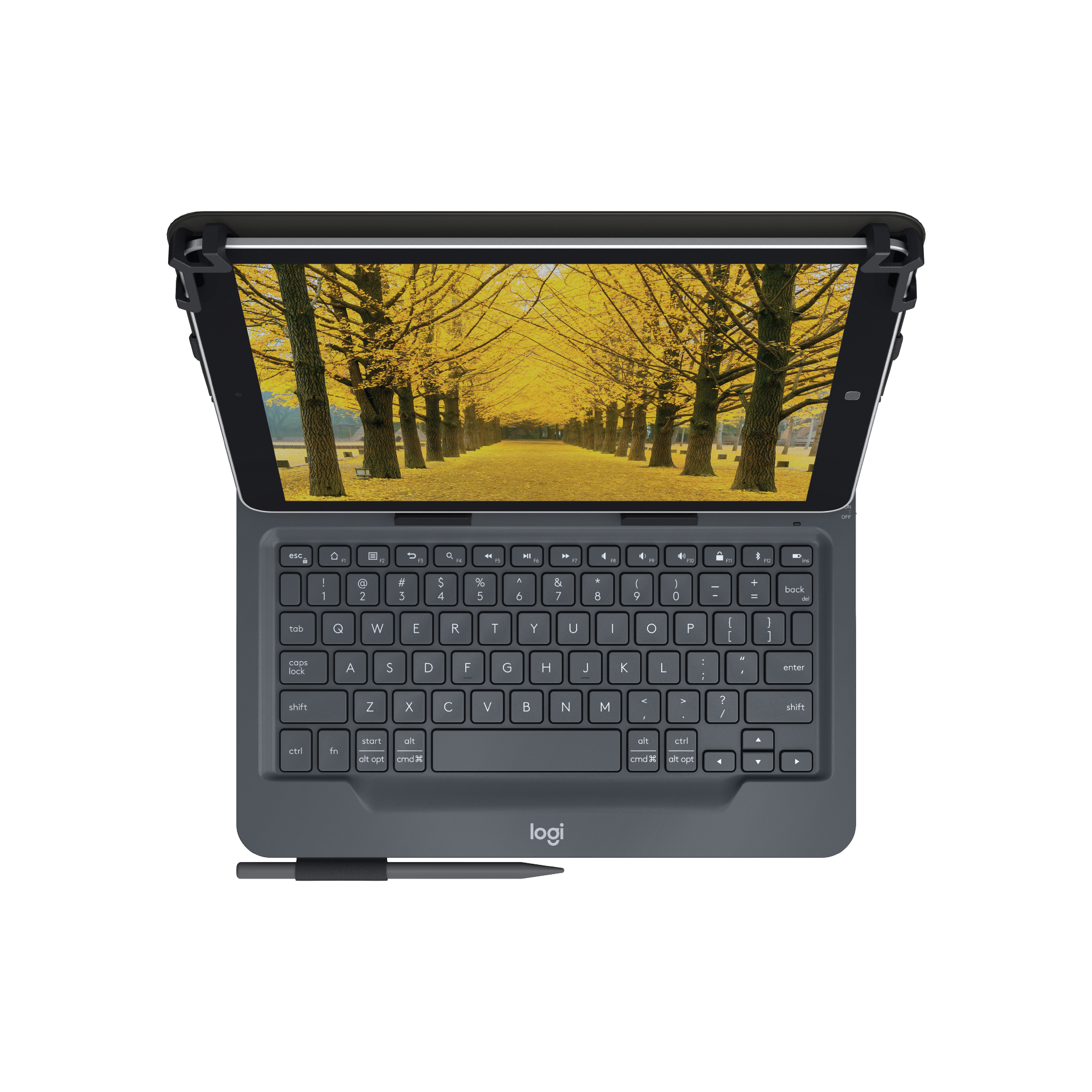 Logitech Universal Folio with integrated keyboard for 9-10 inch tablets, QWERTY, UK Englisch, 5 Millionen Zeichen, Jede Marke, iPad Air 2 iPad Air iPad 2 iPad 3 iPad 4 Samsung Galaxy Tab A-9.7 in Galaxy Samsung Tab S..., Schwarz