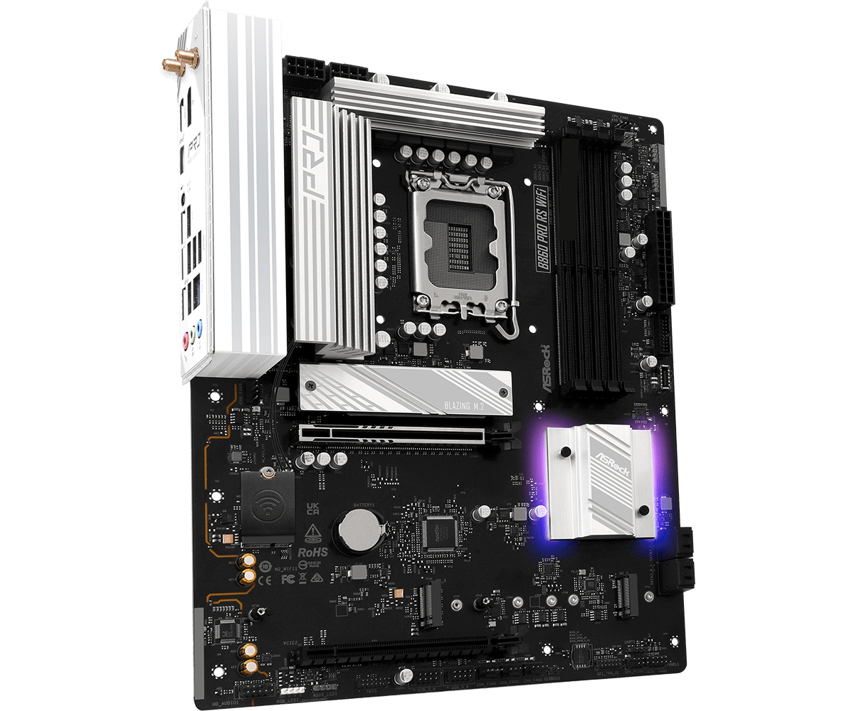 ASRock B860 Pro RS WiFi - Motherboard - ATX - LGA1851-Sockel - B860 Chipsatz - Onboard-Grafik (CPU erforderlich), Ansicht 4