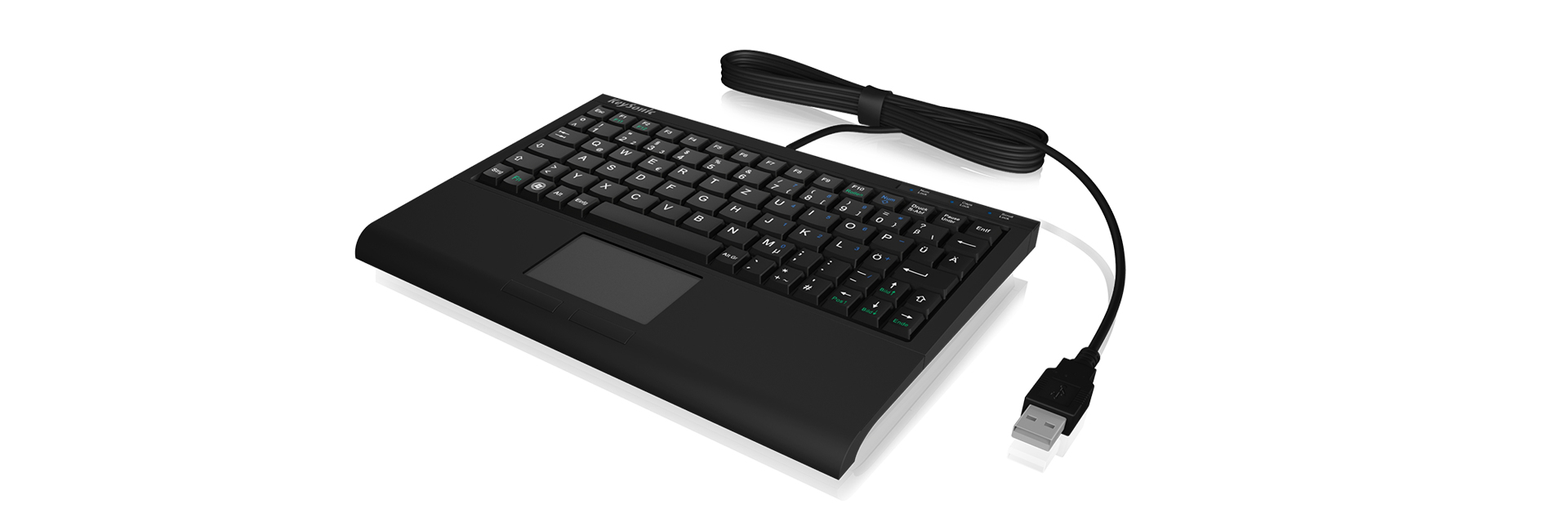 KeySonic ACK-3410 - Mini - USB - Membran Key Switch - Schwarz - TL: Deutsch, QWERTZ, Ansicht 3