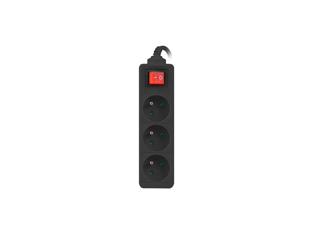 Lanberg PS1-03E-0150-BK - 1,5 m - Drinnen - Typ E - Schwarz - 3 AC-Ausgänge - 2500 W, Ansicht 4