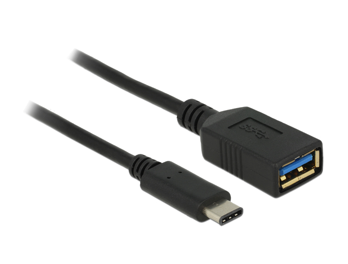 Delock 0.15m USB 3.1, 0,15 m, USB C, USB A, USB 3.2 Gen 2 (3.1 Gen 2), Männlich/Weiblich, Schwarz