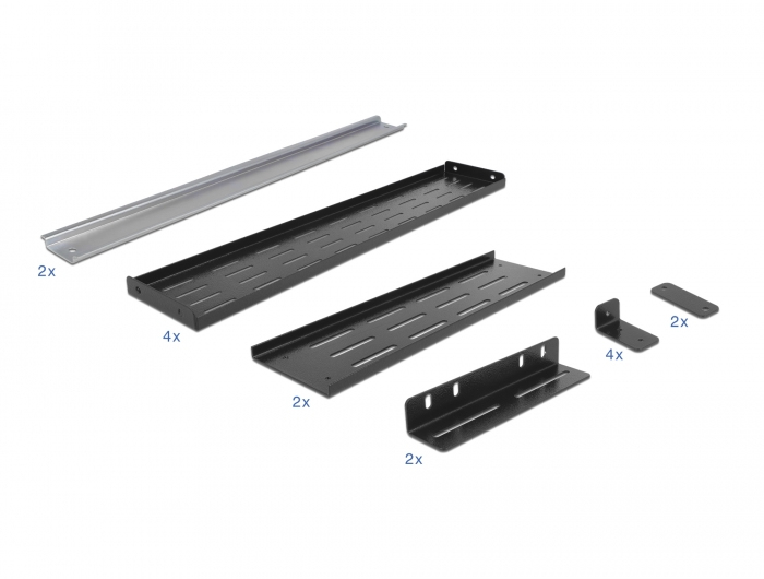 Delock DIN-Schienenmontagekit - Rack montierbar - Schwarz - 4U - 48.3 cm (19), Ansicht 4
