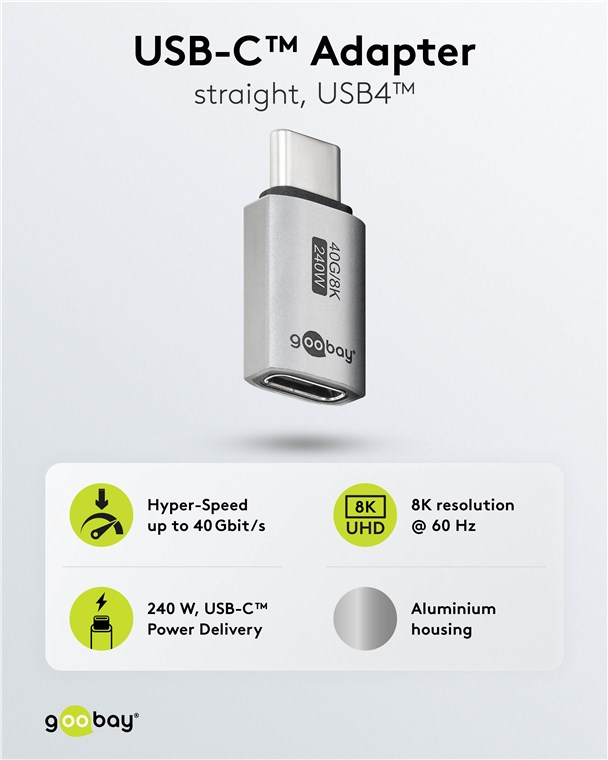 Goobay USB-C -Adapter gerade USB4 - -Stecker> -Buchse - Adapter, Ansicht 4