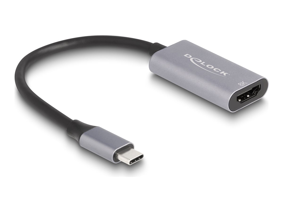 Delock Ultra High Speed - Videoadapter - 24 pin USB-C männlich zu HDMI weiblich - 15 cm - GrauSchwarz - unterstützt 8K 60 Hz (7680 x 4320)