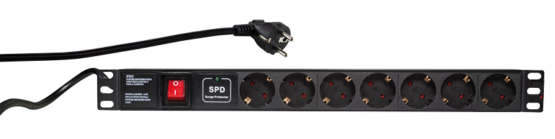 LogiLink Stromverteilungseinheit (Rack - einbaufähig) - Wechselstrom 250 V - 3500 Watt - Eingabe, Eingang CEE 7/7, Ansicht 2