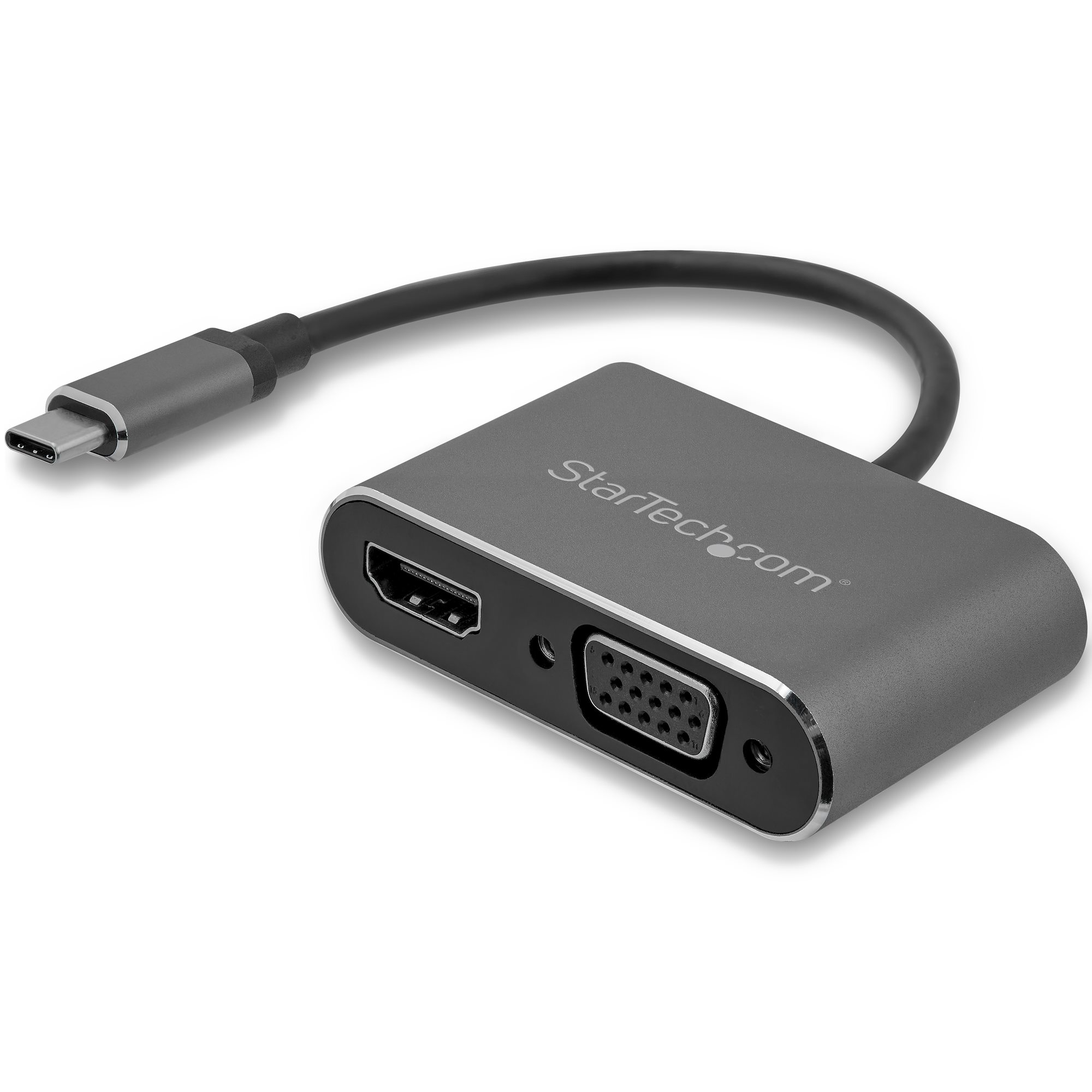 StarTech.com USB-C auf VGA und HDMI Adapter - 2-in-1 - 4K 30Hz - Space Grey, USB Typ-C, HDMI-Ausgang, VGA-Ausgang (D-Sub), 3840 x 2160 Pixel