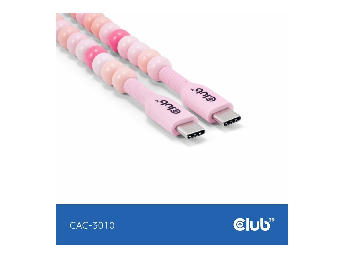 Club 3D Lifestyle USB-C Perlen-Kabel PD60W 480Mbps 2m rosa retail - Kabel - Kabel - Digital/Daten, Ansicht 3