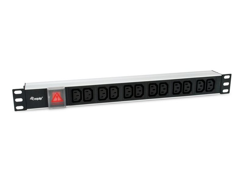 Equip Stromverteilungseinheit (Rack - einbaufähig) - aluminum, with switch, 10 A - Wechselstrom 250 V - 2500 watt - Eingabe, Eingang power CEE 7/7 - Ausgangsanschlüsse: 12 (12 x IEC 60320 C13)