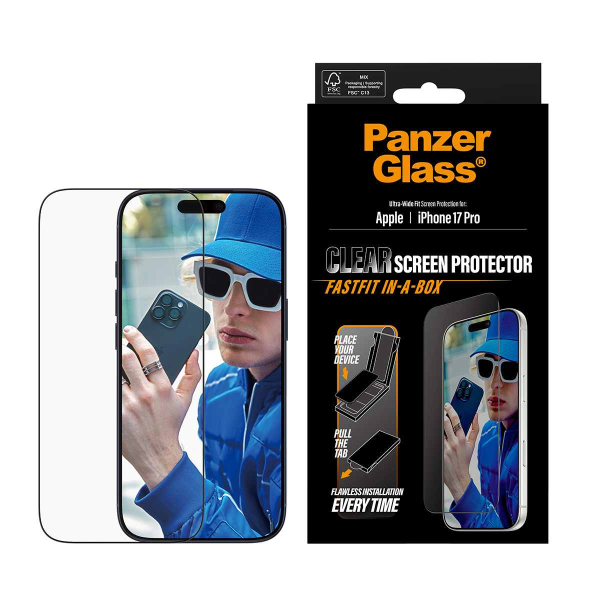 PanzerGlass Bildschirmschutz für Handy - ultra-wide fit with FASTFIT IN-A-BOX, Ansicht 2