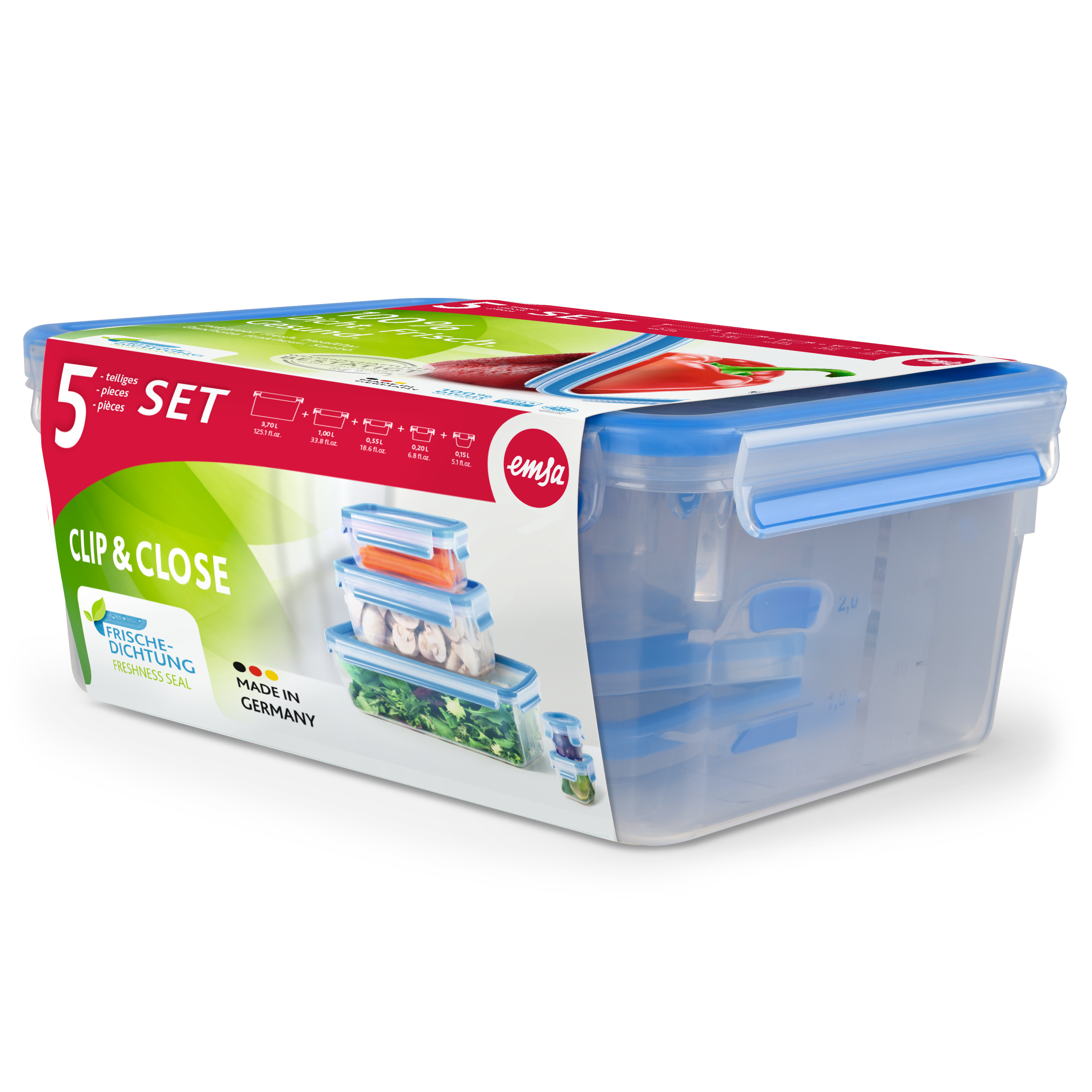 Groupe SEB EMSA CLIP & CLOSE - Frischhaltedosen-Set - 5.65 L, Ansicht 2