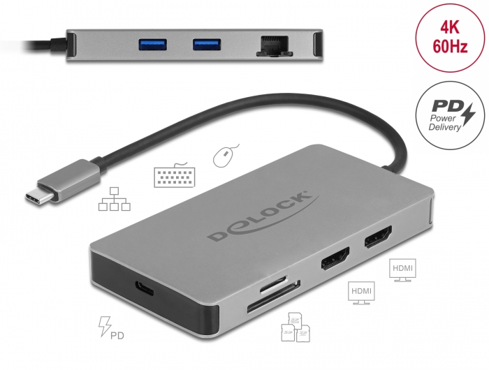 Delock Dockingstation - USB-C - 2 x HDMI, Ansicht 3