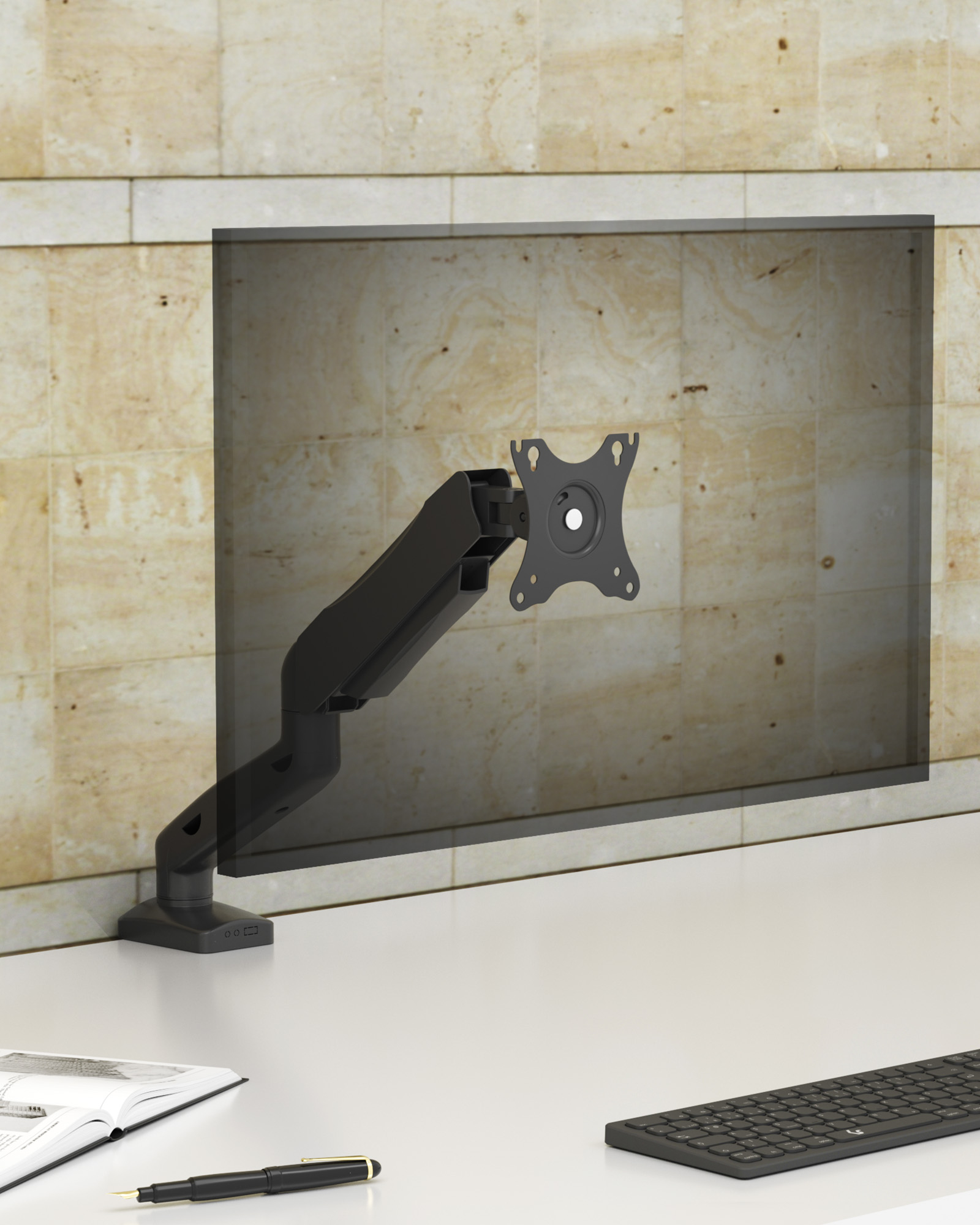 ICY BOX IB-MS203-T - Befestigungskit - einstellbarer Arm - für Monitor 32 - Kunststoff, Aluminium, Stahl - Silber, Grau, Ansicht 2