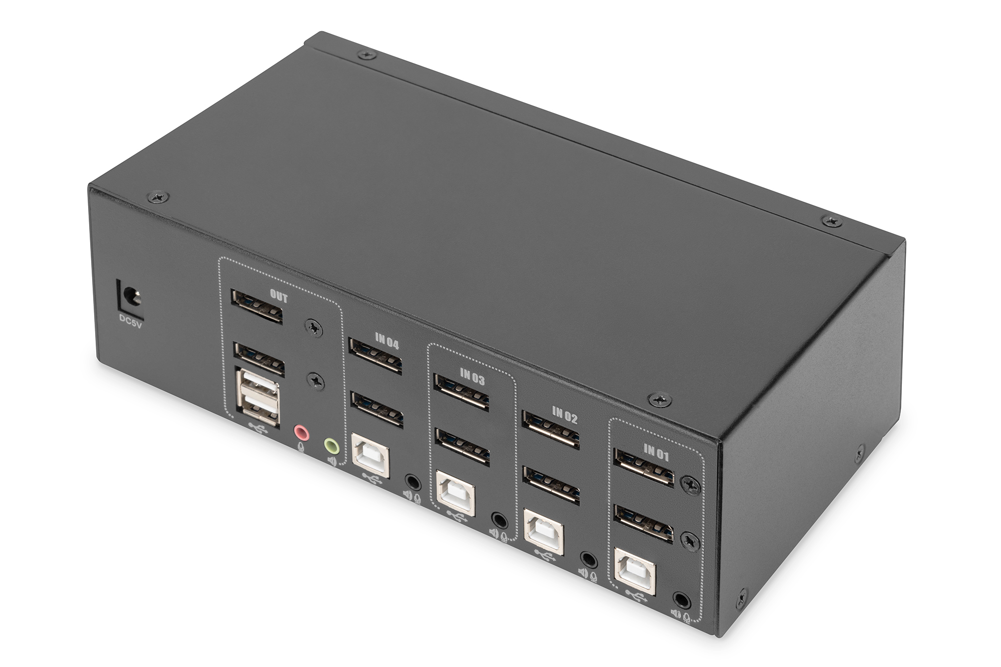 DIGITUS KVM Switch - 4 Port - Dual Display - 4K - DisplayPort® - 3840 x 2160 Pixel - 4K Ultra HD - Schwarz, Ansicht 2