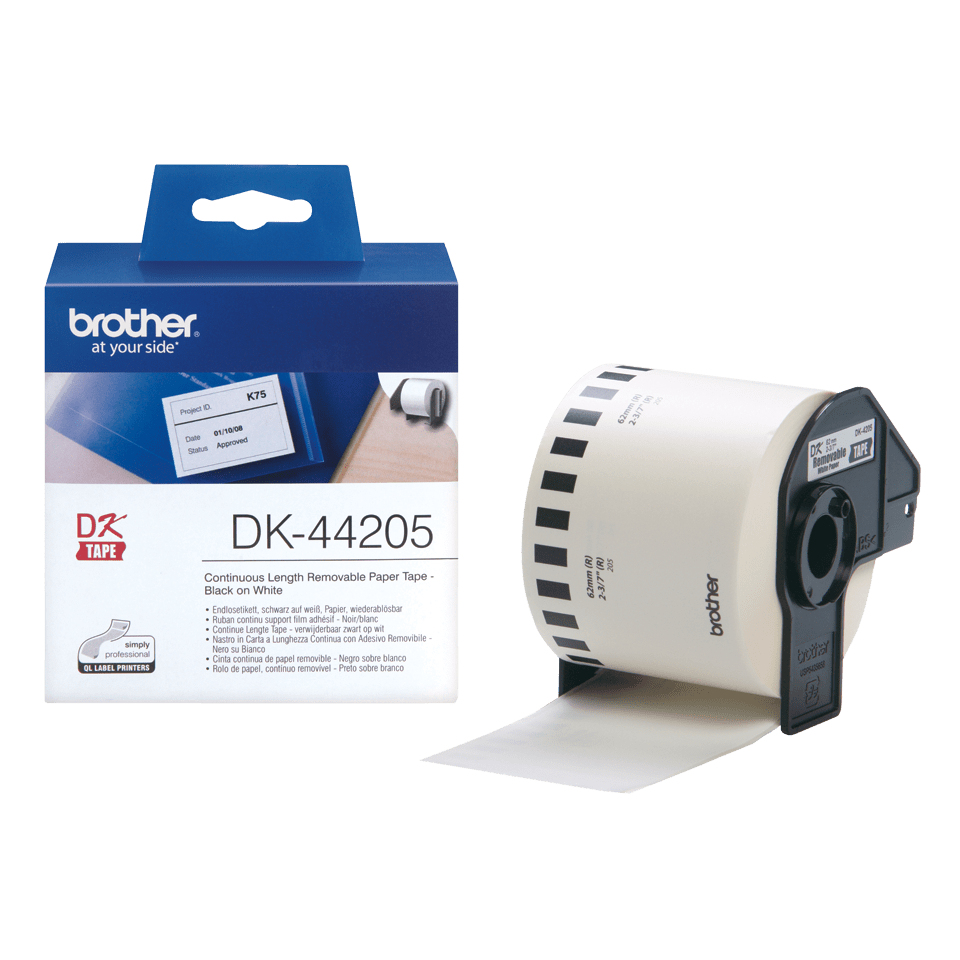 Brother DK44205 - Entfernbarer Klebstoff - weiß - Rolle (6,2 cm x 30,5 m), Ansicht 2