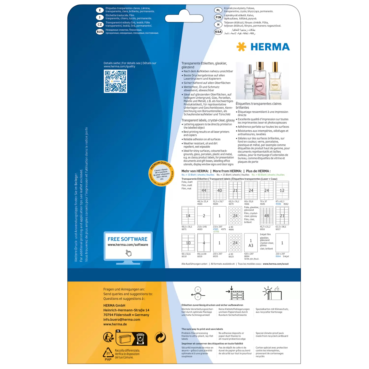 HERMA Special - Glänzend - selbstklebend - durchsichtig - A4 (210 x 297 mm), Ansicht 2