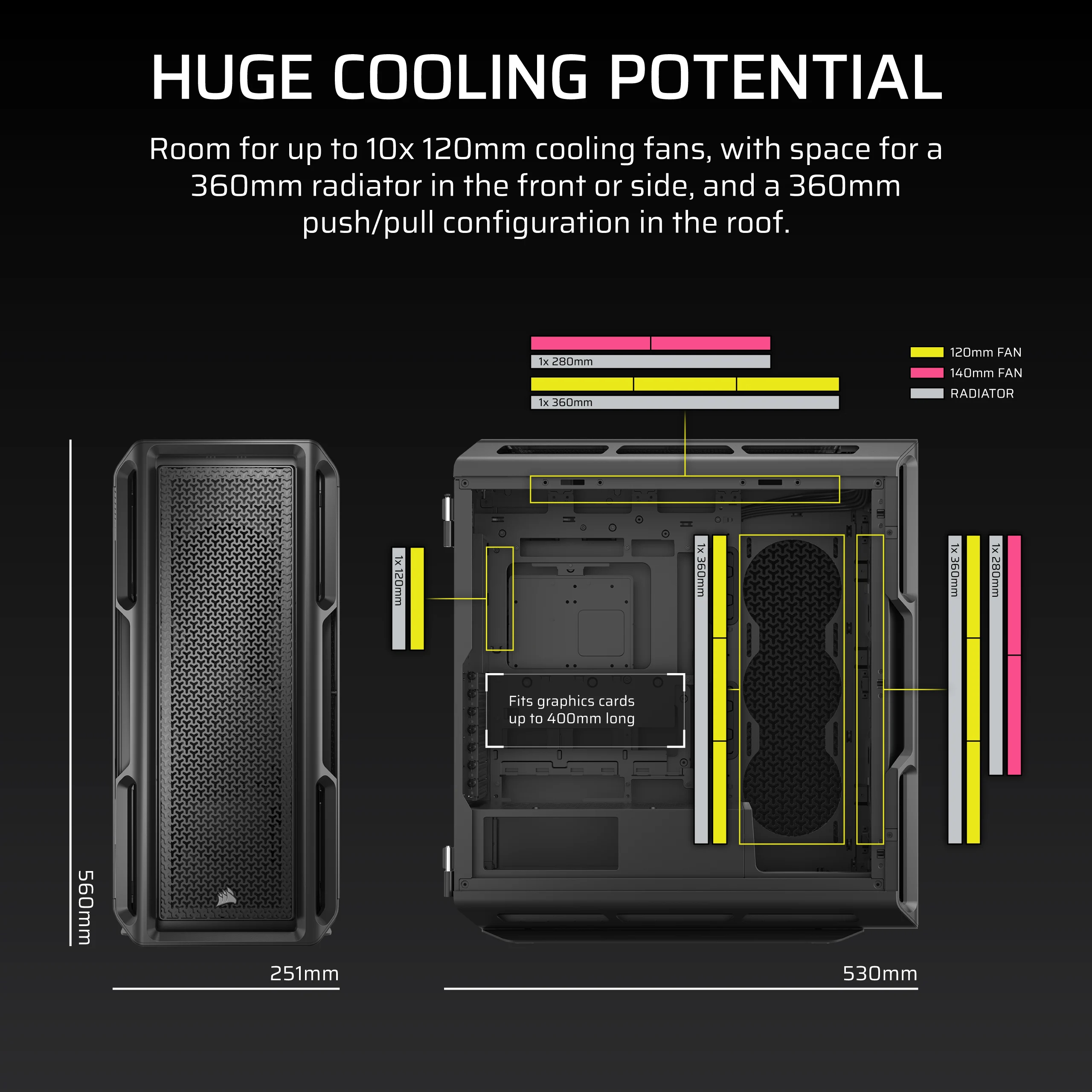 Corsair 5000T - Mid tower Gaming - E-ATX - Seitenteil mit Fenster (gehärtetes Glas), Ansicht 3