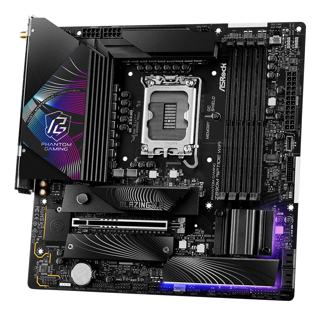 ASRock Phantom Gaming Z890M RIPTIDE WIFI - Motherboard - micro ATX - LGA1851-Sockel - Z890 Chipsatz - USB4, Ansicht 4
