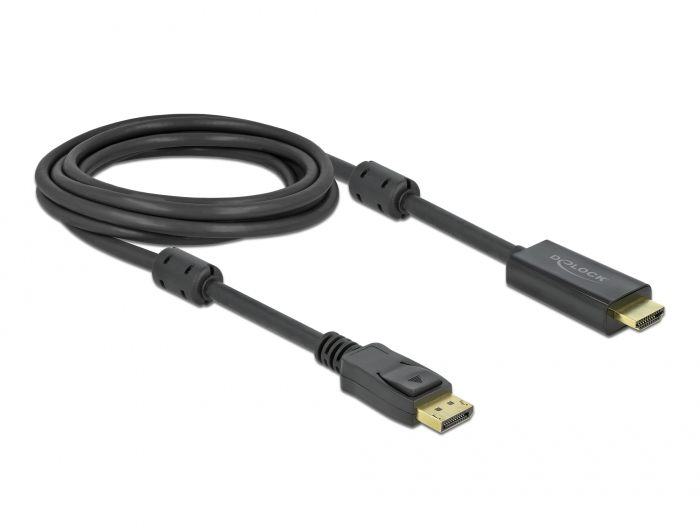 Delock Aktives DisplayPort 1.2 zu HDMI Kabel 4K 60 Hz 3 m, 3 m, DisplayPort, HDMI, Männlich, Männlich, Gerade