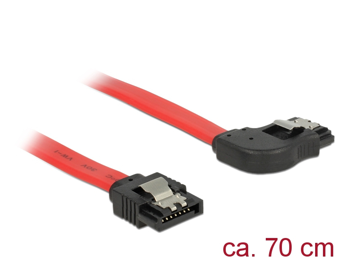 Delock 83970, 0,7 m, SATA 7-pin, SATA 7-pin, Männlich/Männlich, Schwarz, Rot, Gerade