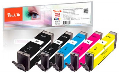 Peach Multi Pack - 5er-Pack - S - Schwarz, Gelb, Cyan, Magenta, Photo schwarz - (Alternative zu: Canon CLI-551,...), Ansicht 2