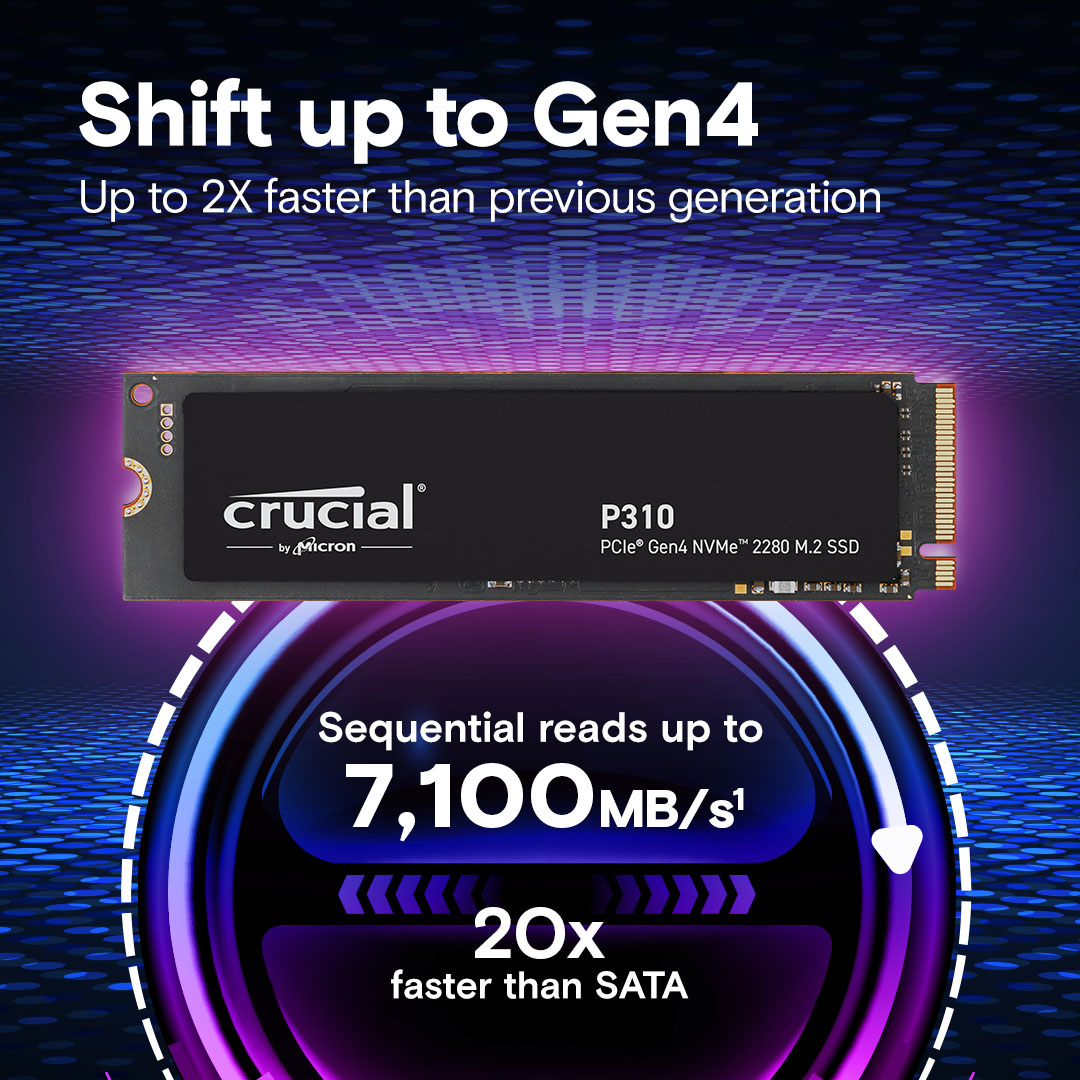 Crucial P310 - SSD - 1 TB - intern - M.2 2280 - PCIe 4.0 x4 (NVMe), Ansicht 2