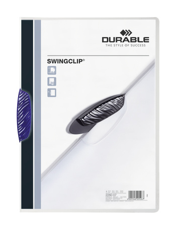 Durable Swingclip - Präsentationsmappe - A4 - Durchscheinend - Weiß - Blau - Porträt - 30 Blätter - Mittelschnalle