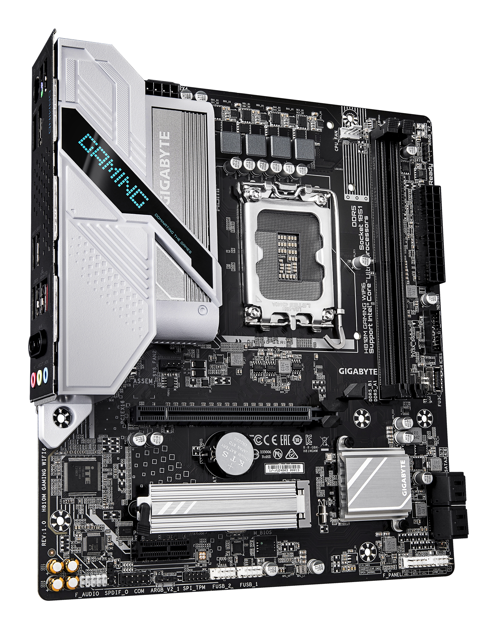 Gigabyte 1851 H810M Gaming WIFI6 - DDR5/M.2/DP/HDMI/mATX - Mainboard - Intel H810, Ansicht 3
