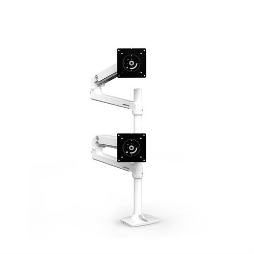 Ergotron LX Dual Stacking Arm Tall Pole - Befestigungskit - für 2 LCD-Displays - Aluminium - weiß, Ansicht 2