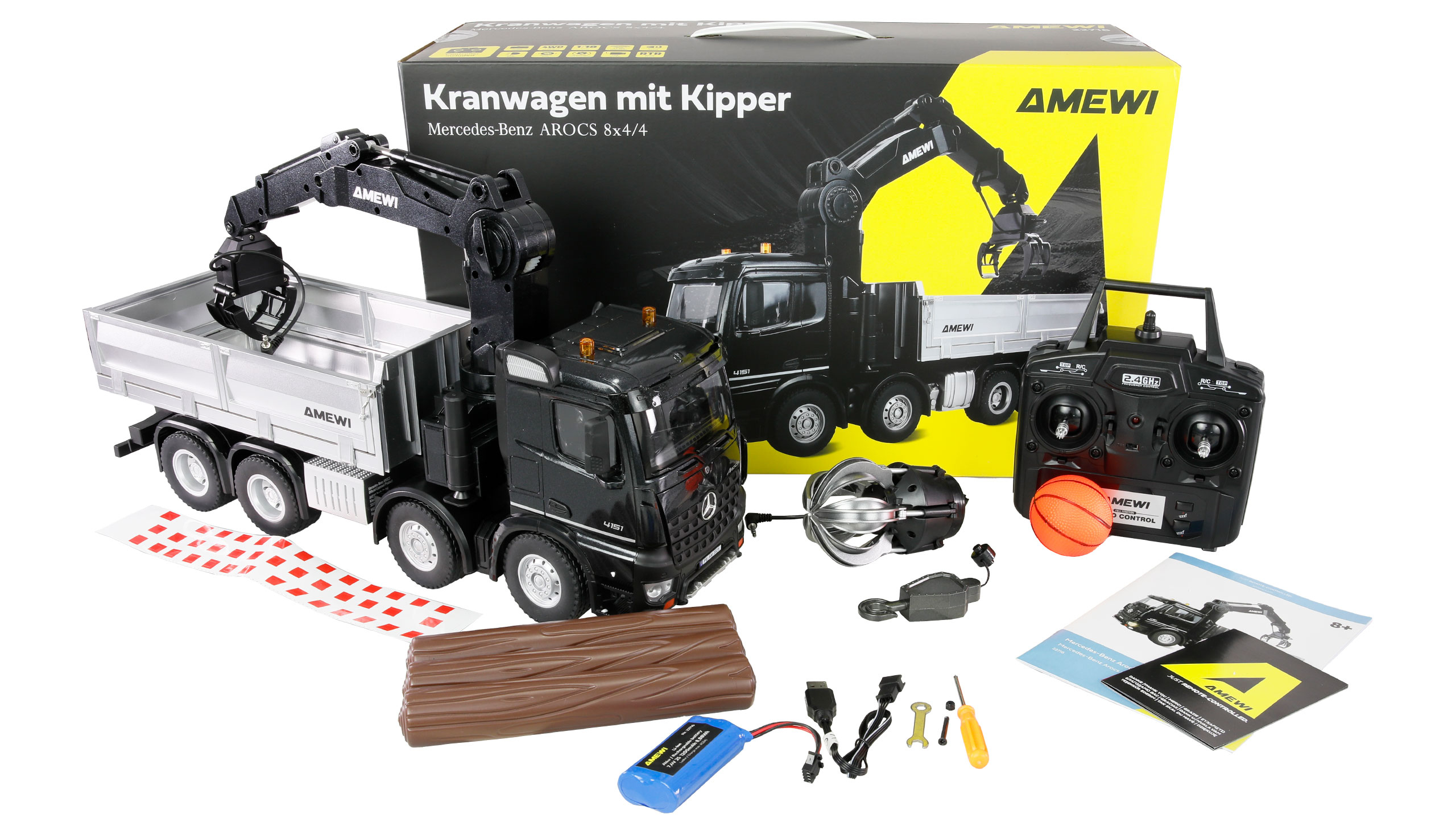Amewi Mercedes Arocs Kranwagen m. Kipper 8x4/4 4WD 1 18 RTR, Ansicht 2