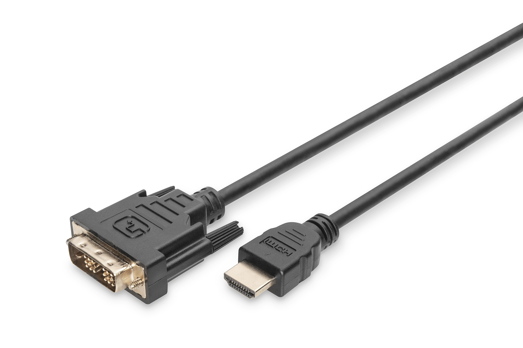 DIGITUS HDMI-Adapterkabel, 2 m, HDMI Typ A (Standard), DVI-D, Männlich, Männlich, Nickel