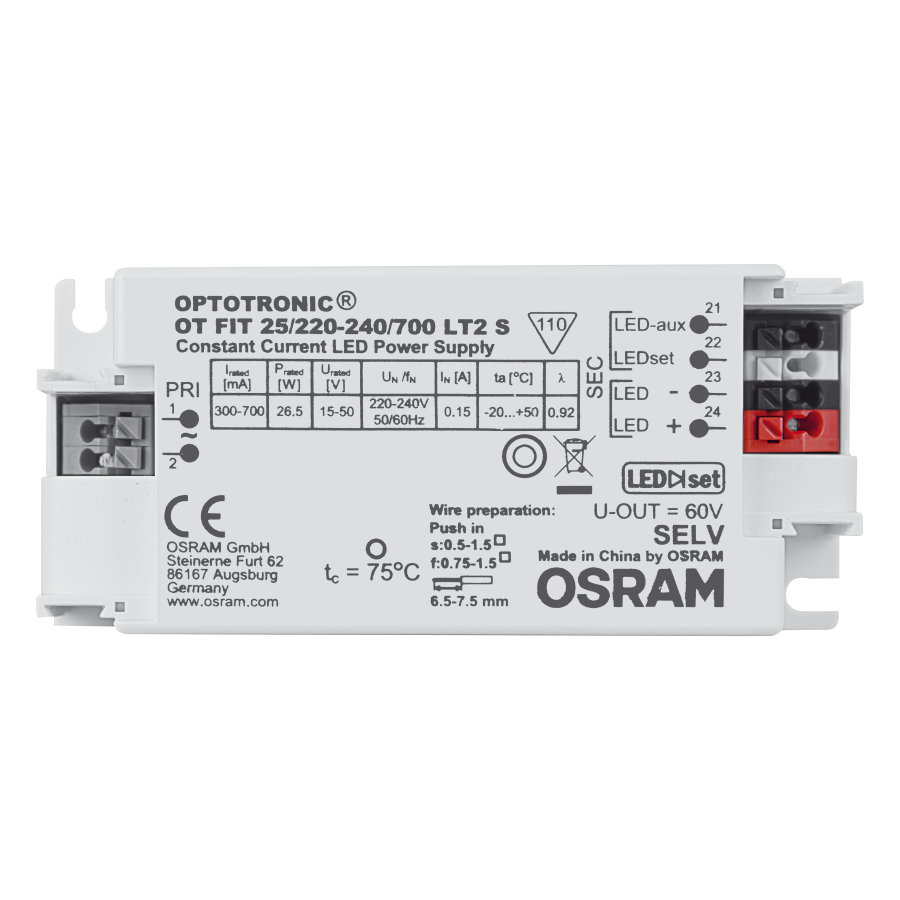 Osram OT FIT 25/220…240/700 LT2 S - 4,5 W - 100000 h - -20 - 50 °C - 198 - 264 V - 50/60 Hz - 13 A, Ansicht 2