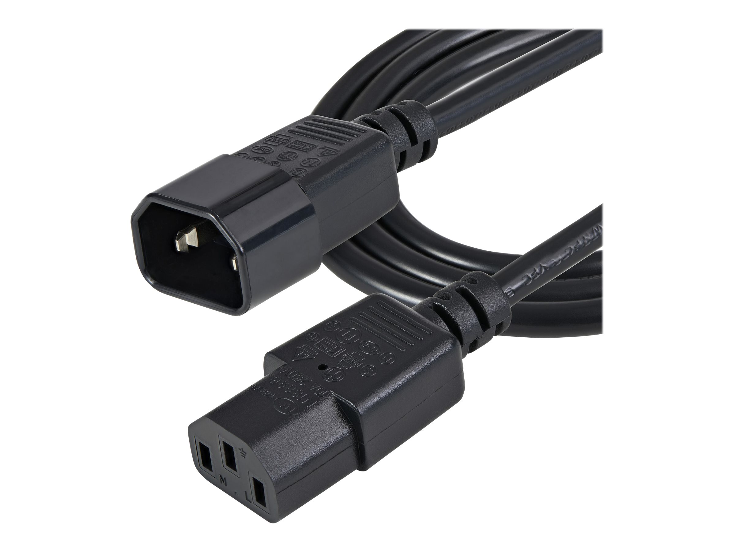 StarTech.com 1 m Stromkabel Verlängerung C14 auf C13 10A 125V 18AWG Stromkabel Verlängerung für Computer IEC-320-C14 auf IEC-320-C13 AC Netzteil Stromkabel Verlängerung UL gelistet (PXT1001M)