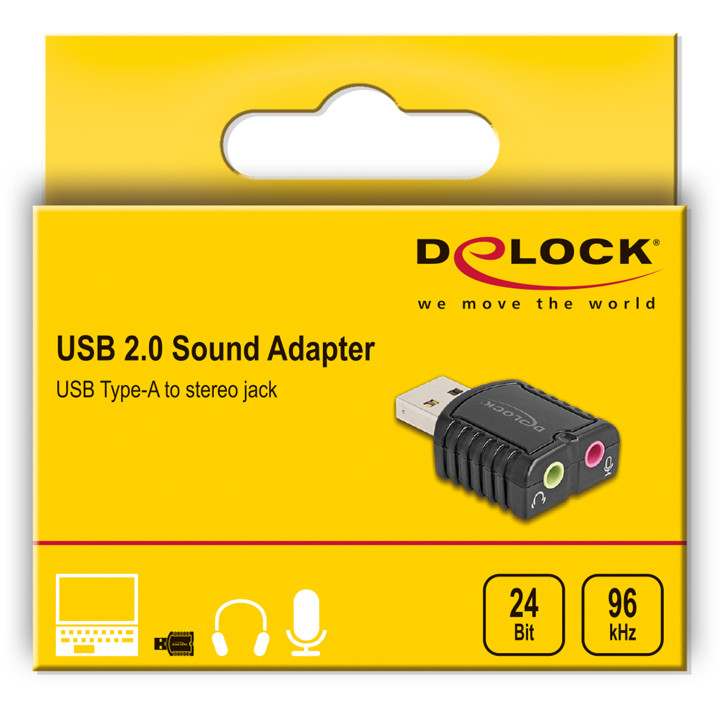 Delock Externe USB Soundkarte 24 Bit 96 kHz Plug & Play für Windows MAC Linux Chrome - Soundkarte - 96 KHz, Ansicht 3