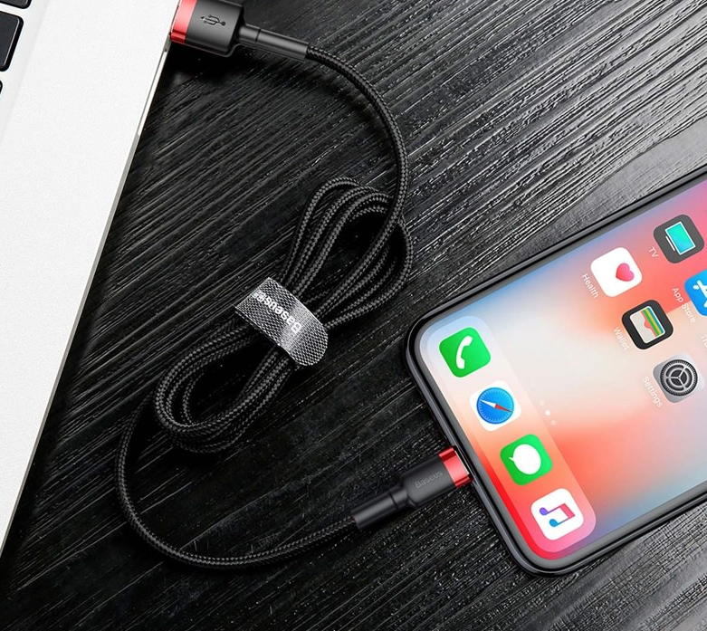 Baseus CALKLF-B19 - Schwarz - Rot - USB A - Lightning - 1 m - Männlich - Männlich, Ansicht 2