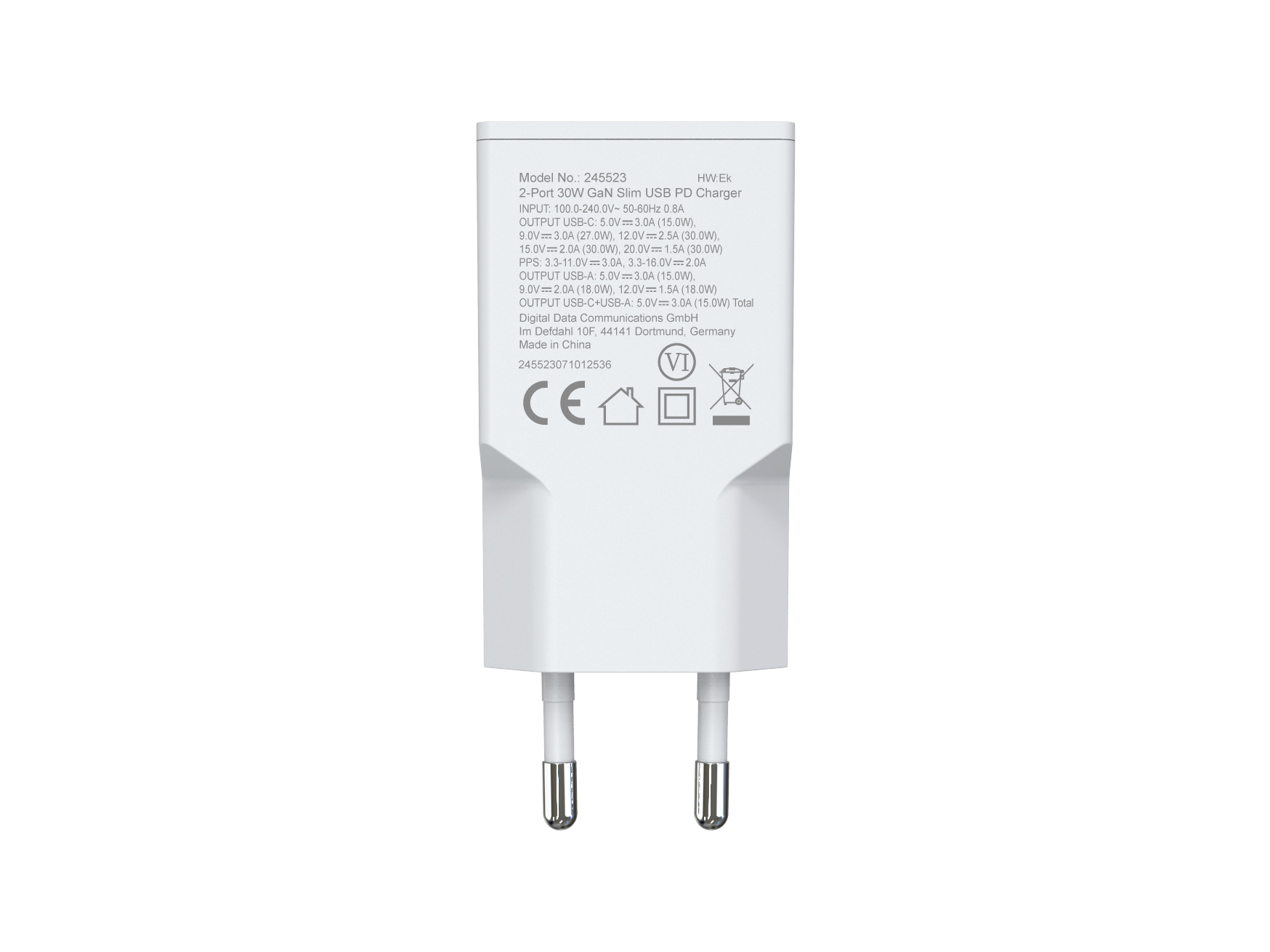 Equip Ladegerät 2Port USB-C PD3.0/USB-A GaN Slim 30W weiß, Ansicht 4