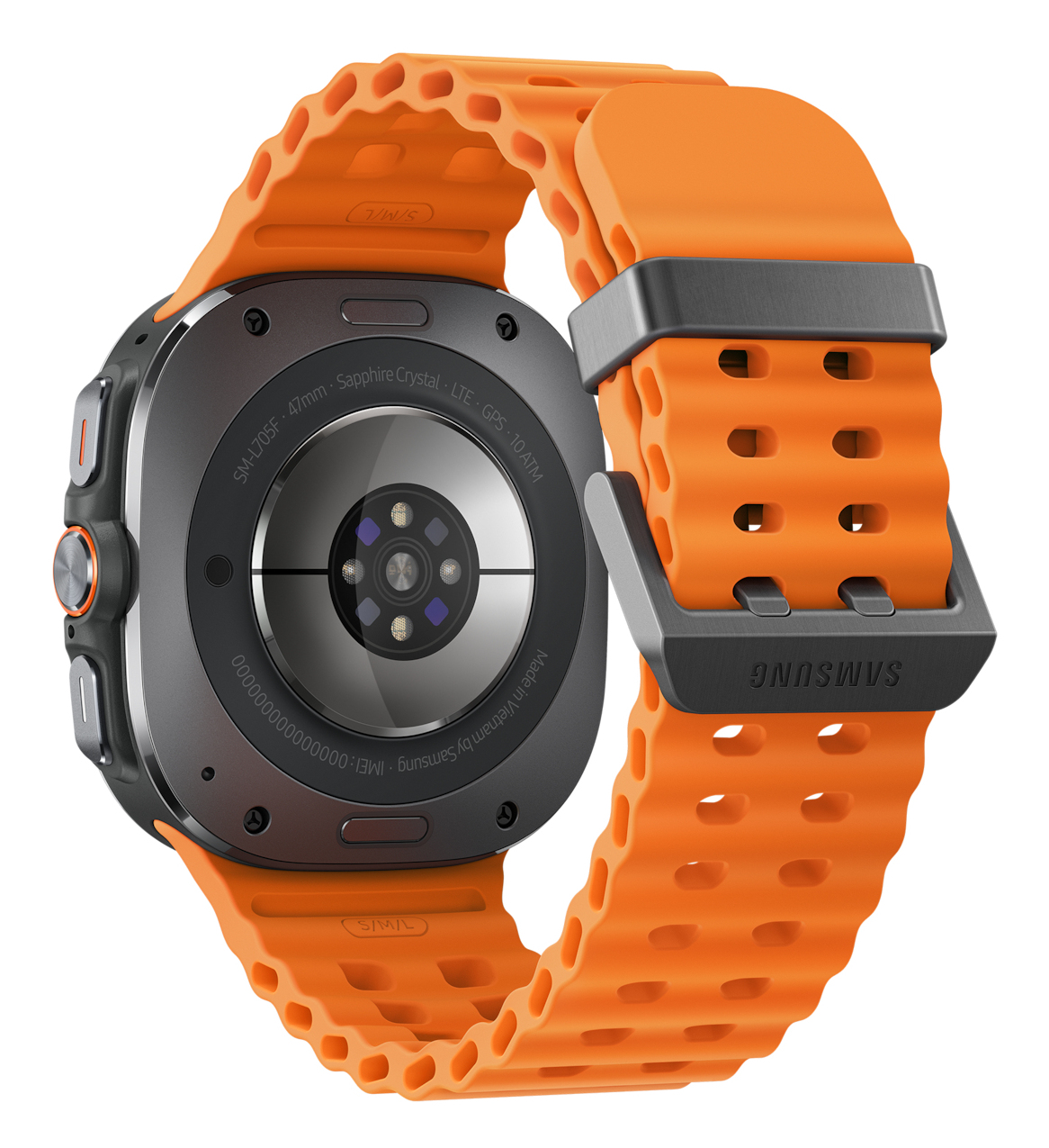 Samsung Galaxy Watch Ultra - 47 mm - Titan - intelligente Uhr mit Marineband - Gummi - Orange - Bandgröße: S/M/L, Ansicht 2