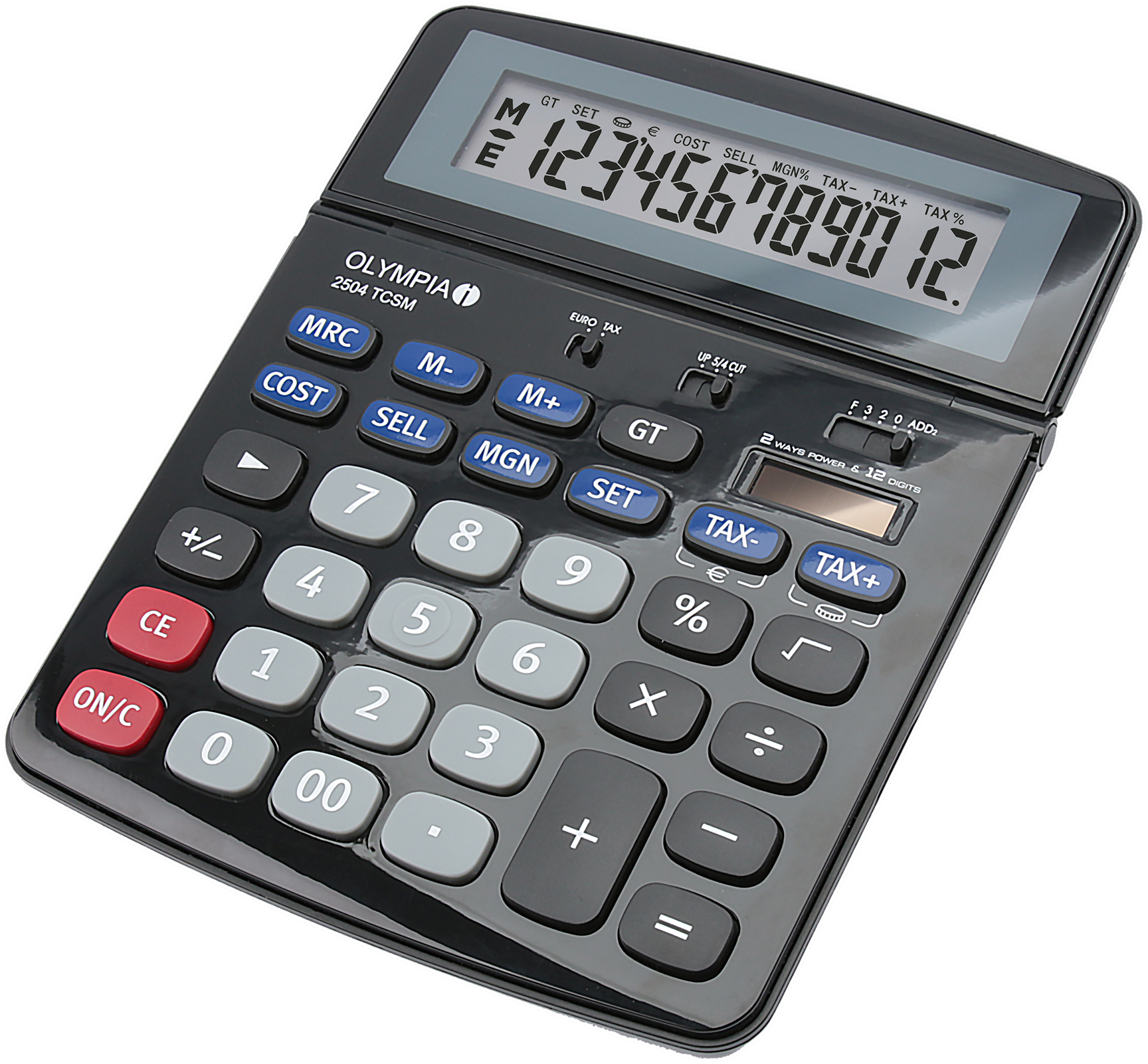 Olympia 2504 - Desktop - Finanzrechner - 12 Ziffern - Batterie/Solar - Schwarz - Blau - Grau, Ansicht 3