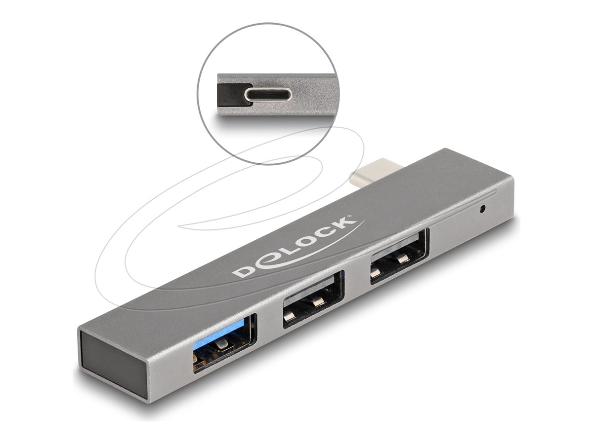 Delock Hub - slim, 10 Gbps, with USB Type-C