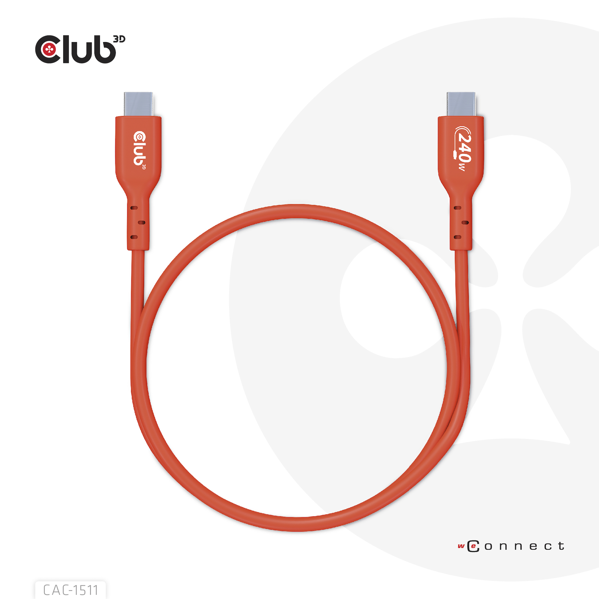 Club 3D USB-Kabel - 24 pin USB-C (M) zu 24 pin USB-C (M) - USB 2.0 - 48 V - 5 A - 1 m - bi-direktional - bis zu 240 W, Ansicht 4