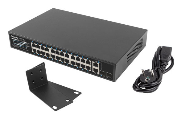 Lanberg Switch 24X 100MB DSP+/2X Combo Rack 19 250W - Switch - 1 Gbps, Ansicht 2