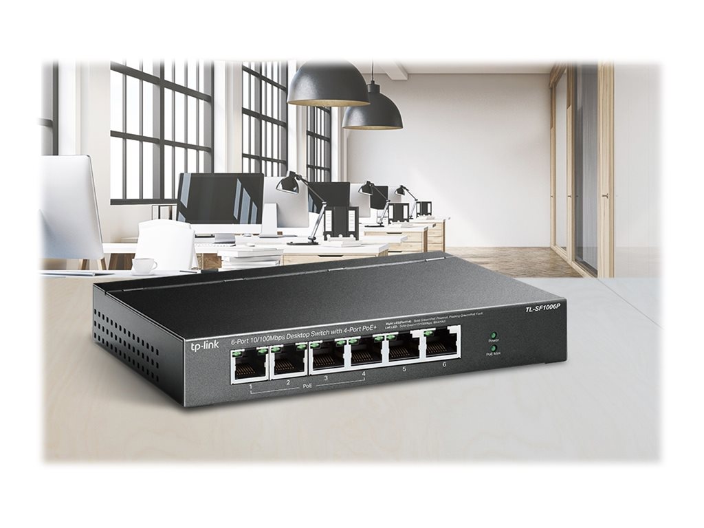 TP-LINK TL-SF1006P - V1 - Switch - unmanaged - 6 x 10/100 (4 PoE+)
