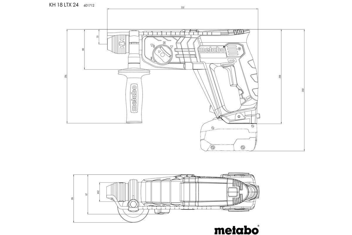 Metabo KH 18 LTX 24 - SDS Plus - Schwarz - 2,4 cm - 1400 RPM - 2,1 J - 5200 BPM, Ansicht 3