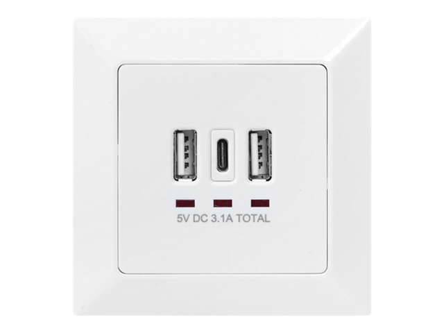 DIGITUS Steckdose mit USB A & USB-C Ports, Unterputz-Montage