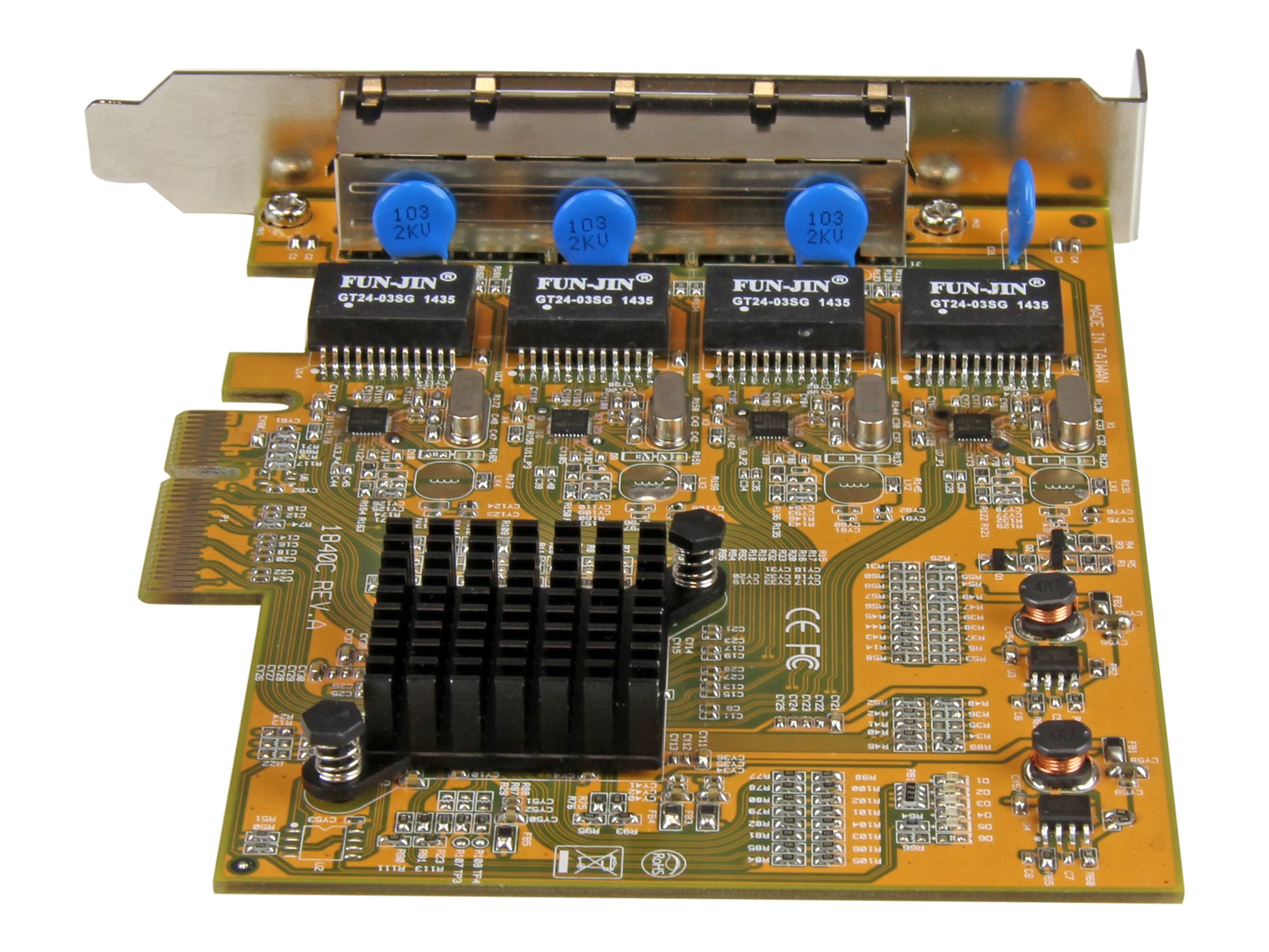 StarTech.com 4 Port PCIe Gigabit Netzwerkkarte - Quad Port PCI Express GbE NIC - Netzwerkadapter - PCIe - Gigabit Ethernet x 4 - Gelb