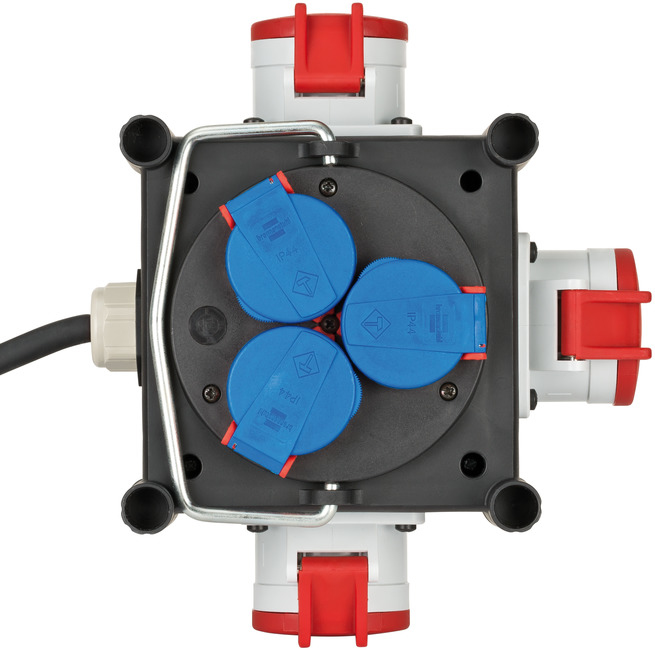 Brennenstuhl 1153680100 - 1 m - Draußen - IP44 - Kunststoff - Gummi - Schwarz - Blau - Rot - Weiß - 6 AC-Ausgänge, Ansicht 2