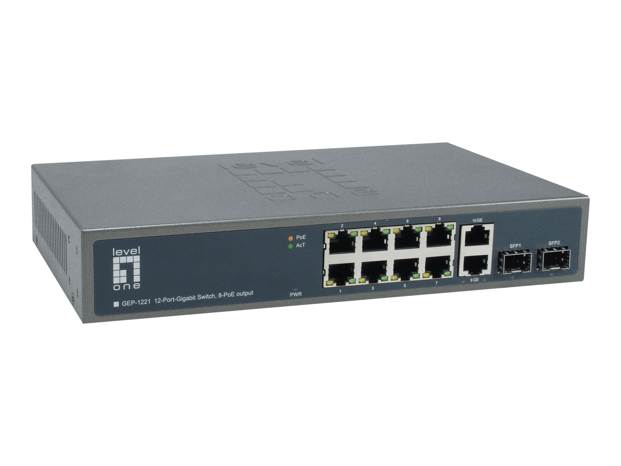 LevelOne GEP-1221 - Switch - unmanaged - 8 x 101001000 (PoE+)