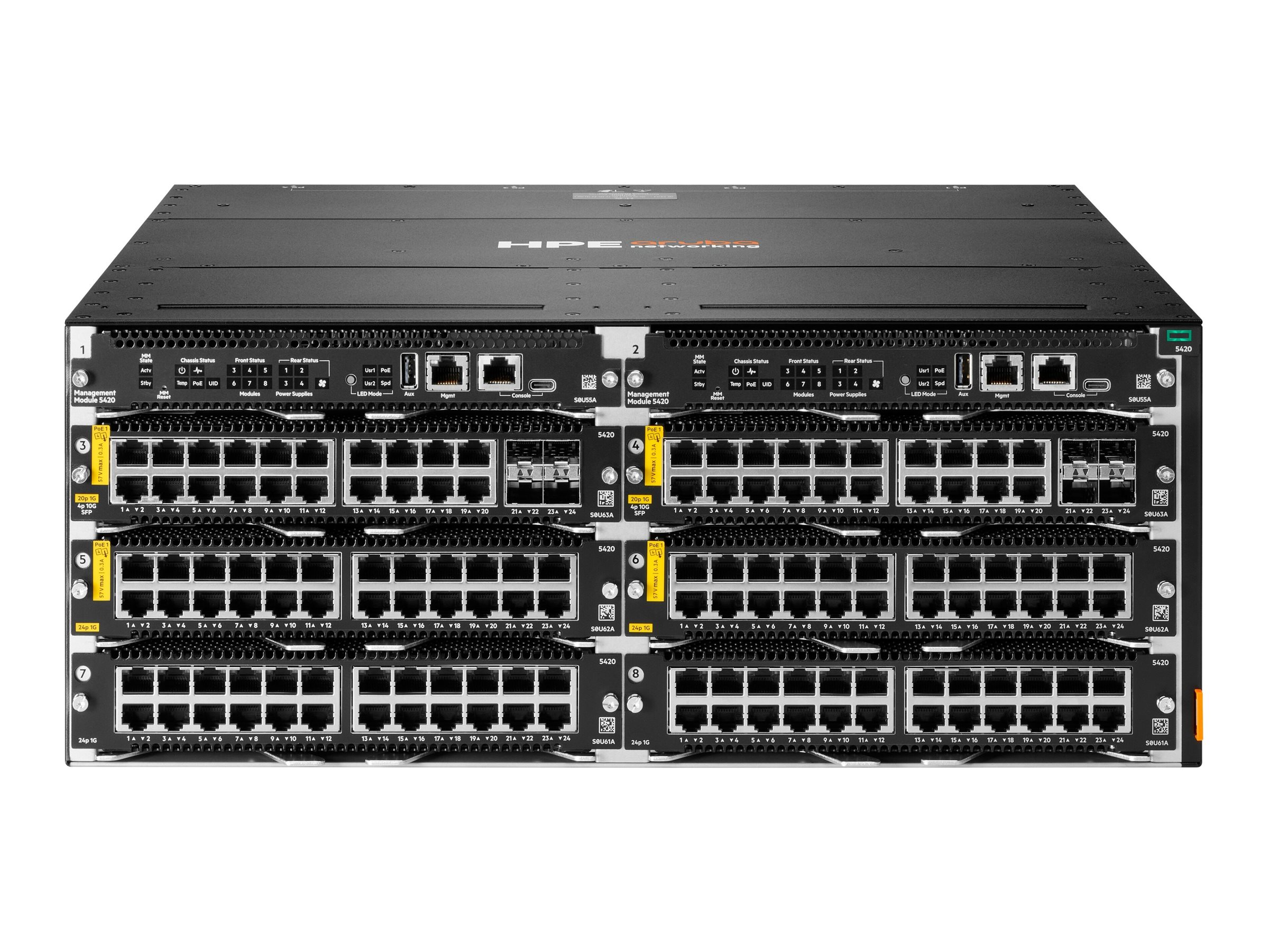 HPE Aruba Networking CX 5420 24p 10M/100M/1G Class4 PoE Module - Switch - L3 - managed - 24 x 10/100/1000 (PoE Class 4) - Luftstrom von vorne nach hinten - Plugin-Modul - PoE Class 4