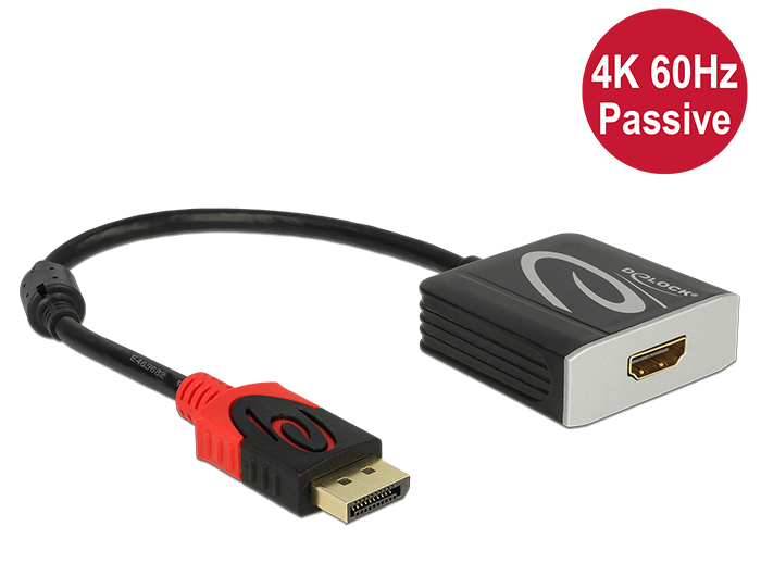 Delock 0.2m, Displayport/HDMI, 0,2 m, DisplayPort, HDMI, Männlich, Weiblich, Gold